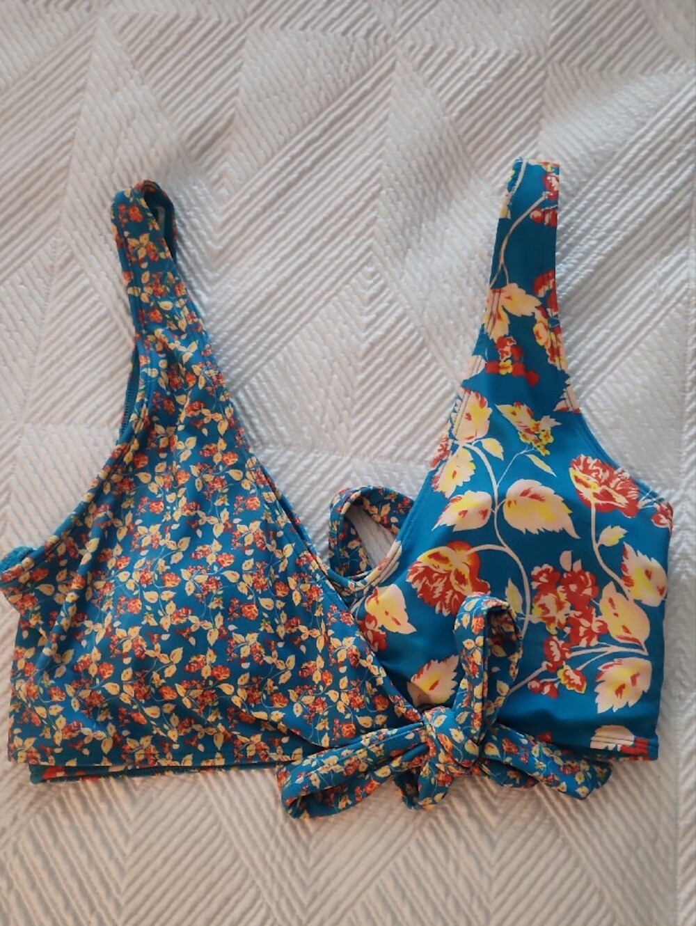 summersalt blue swimsuit with pink floral print Top and Botton - Picture 6 of 6